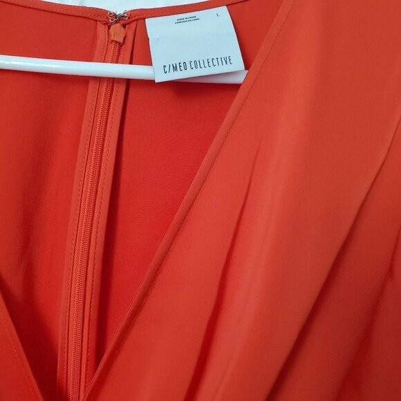 C/MEO COLLECTIVE No Less Mini Dress Faux Wrap Red Dress in Morange - Picture 7 of 8